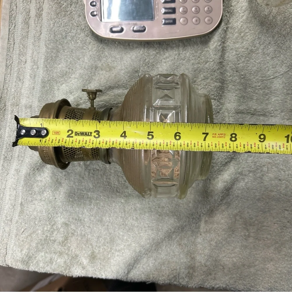 Vintage Brass and Glass Oil Lamp